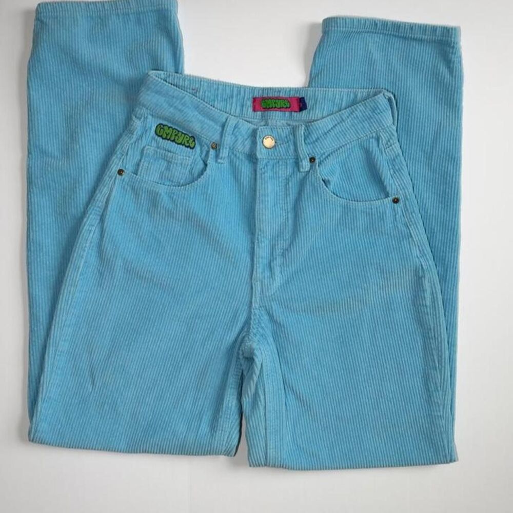 Empyre Tori blue corduroy high-waisted straight-leg skate pants